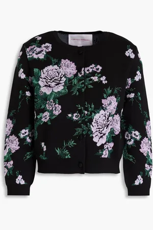 Carolina Herrera Cropped jacquard-knit silk-blend cardigan - - M