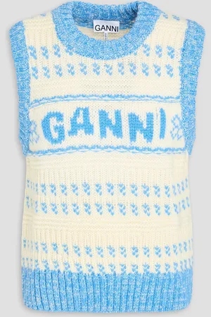 Ganni Intarsia wool vest - White - S