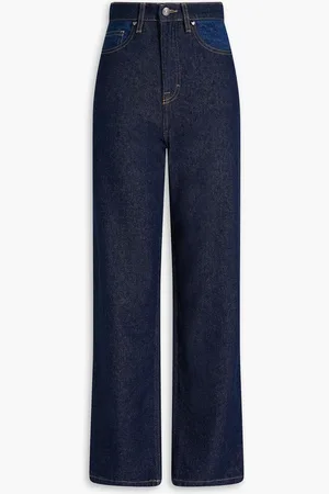ROTATE Two-tone high-rise straight-leg jeans - Blue - 25