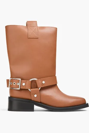 Ganni Buckled leather-blend boots - - EU 37