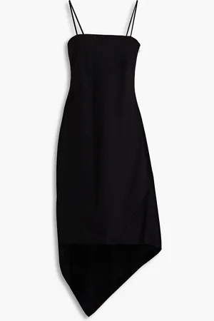 Helmut Lang Asymmetric wool-twill midi dress - - US 10