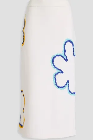 Carolina Herrera Embroidered wool-blend midi skirt - White - 3XL