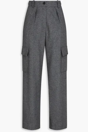 Claudie Pierlot Pleated wool-blend flannel cargo pants - - FR 38