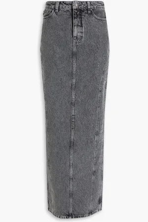 ROTATE Crystal-embellished denim maxi skirt - Gray - DE 40