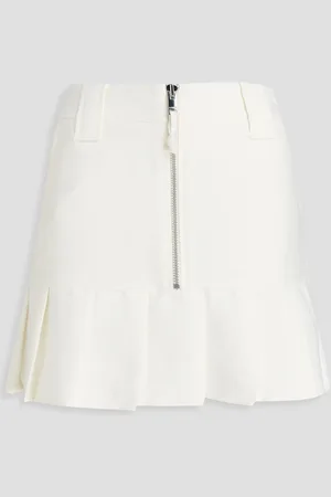 Ganni Pleated slub woven mini skirt - White - DE 32