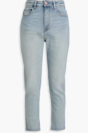 Ganni Cropped faded high-rise slim-leg jeans - Blue - 29W-32L