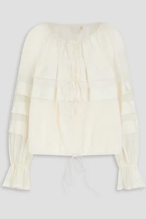 ULLA JOHNSON Cora cotton and silk-blend voile blouse - White - US 8