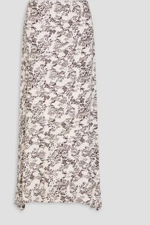 Ganni Floral-print twill midi skirt - White - DE 42