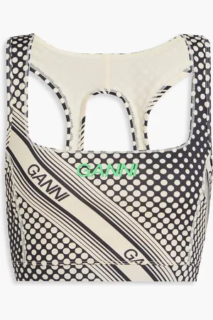 Ganni Cutout printed stretch sports bra - - S