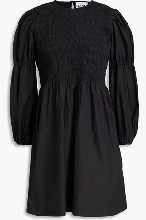 Ganni Gathered cotton-poplin mini dress - - DE 36