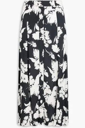Ganni Floral-print crepe midi skirt - - DE 34