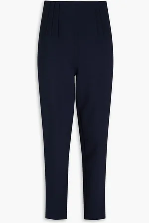 Carolina Herrera Wool-blend crepe slim-leg pants - Blue - US 10