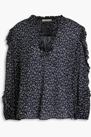ULLA JOHNSON Lillian floral-print cotton-crepon blouse - Blue - US 12