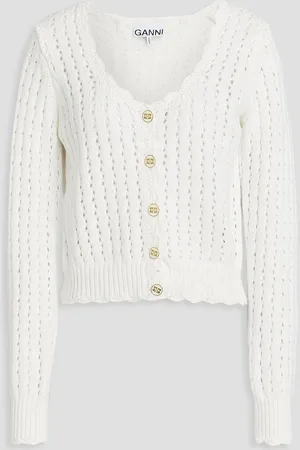 Ganni Open-knit cotton cardigan - - L
