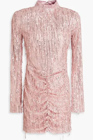 ROTATE Sequin-embellished fringed tulle mini dress - Pink - DE 34