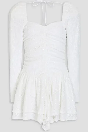 ROTATE Sequin-embellished ruched tulle mini dress - White - DE 34