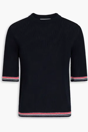 Thom Browne Pointelle-knit cotton and silk-blend top - Blue - IT 40