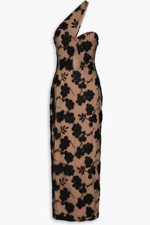 ROTATE One-shoulder embellished cutout tulle maxi dress - - DE 42