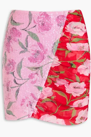 ROTATE Floral-print embellished crepon mini skirt - Pink - DE 38