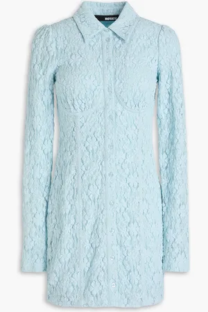 ROTATE Lace mini shirt dress - Blue - DE 42