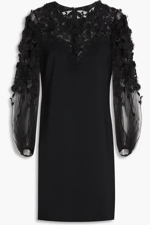 Carolina Herrera Embellished stretch-crepe and tulle mini dress - - US 4