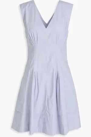 Derek Lam Concha pintucked floral-print cotton-poplin mini dress - Blue - US 2