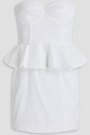 ROTATE Strapless sequined tulle peplum mini dress - White - DE 40