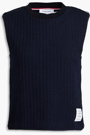 Thom Browne Waffle-knit cotton vest - Blue - IT 40
