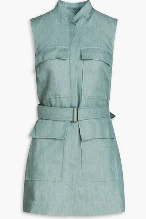 Bondi Born Belted linen mini shirt dress - Green - M