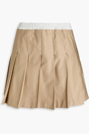 Sandro Pleated cotton-blend twill mini skirt - Neutral - FR 42