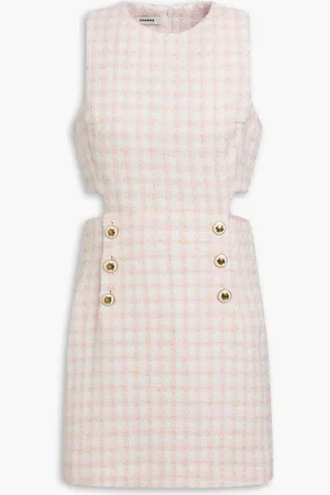 Sandro Cutout metallic checked tweed mini dress - Pink - FR 36