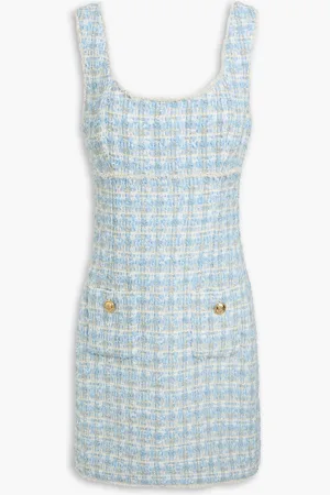 Sandro Metallic tweed mini dress - Blue - FR 38