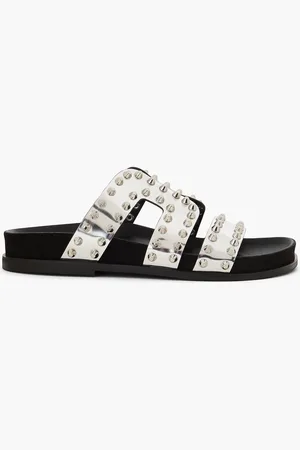 Sandro Studded metallic leather sandals - Metallic - EU 36
