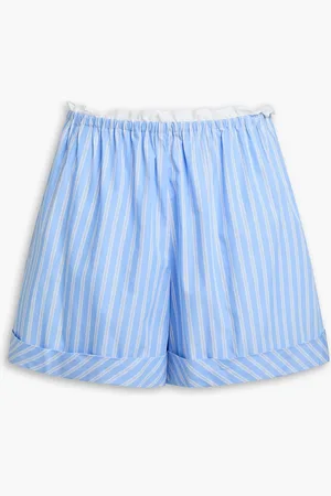 Sandro Striped cotton-poplin shorts - Blue - FR 42