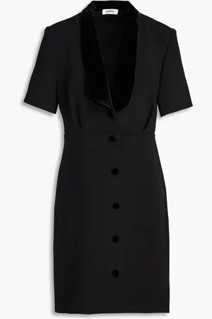 Sandro Velvet-trimmed crepe mini shirt dress - - FR 34