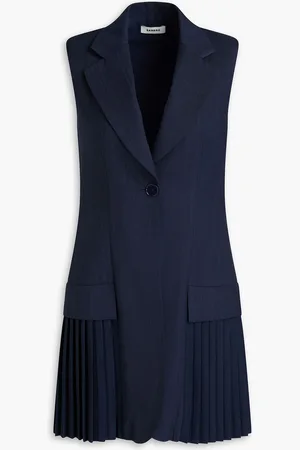 Sandro Pleated crepe mini tuxedo dress - Blue - FR 42