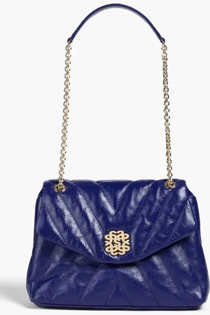 Sandro Quilted leather shoulder bag - Blue - OneSize
