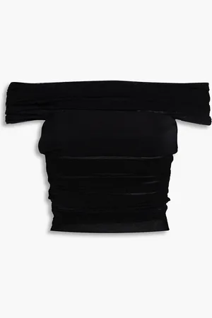 ALICE+OLIVIA Alice Olivia - Cropped off-the-shoulder ruched tulle top - - M