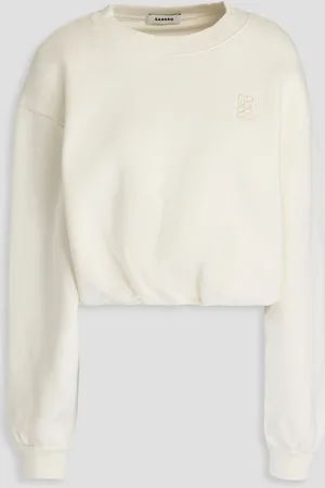 Sandro Cropped cotton-fleece sweatshirt - White - 4