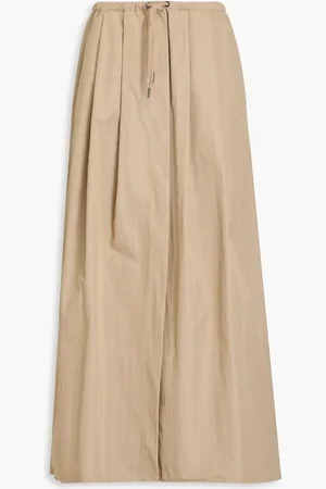 Brunello Cucinelli Pleated cotton-gabardine maxi skirt - Neutral - IT 40
