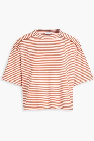 Brunello Cucinelli Striped cotton-jersey T-shirt - Brown - XS