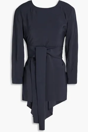 GENTRYPORTOFINO Tie-detailed modal-blend top - Blue - IT 40