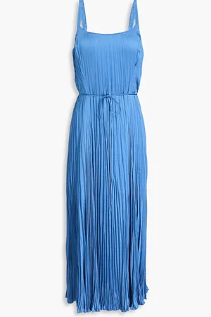 Vince Pleated satin midi dress - - XL