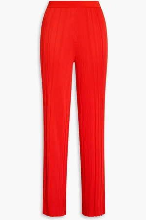 GENTRYPORTOFINO Ribbed-knit straight-leg pants - Red - IT 40