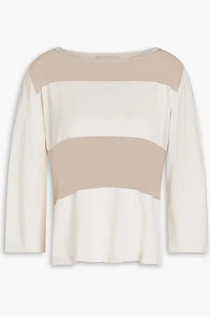 GENTRYPORTOFINO Striped silk and cotton-blend sweater - Neutral - IT 40