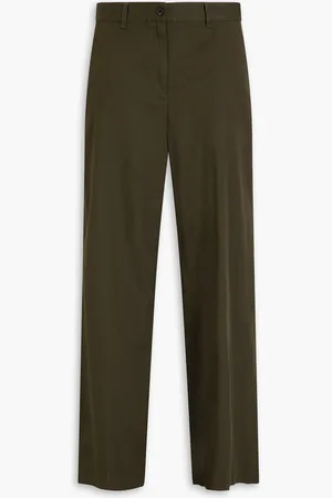 THEORY Cotton-blend twill straight-leg pants - Green - US 2