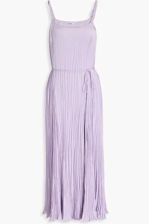 Vince Pleated satin midi dress - Purple - M