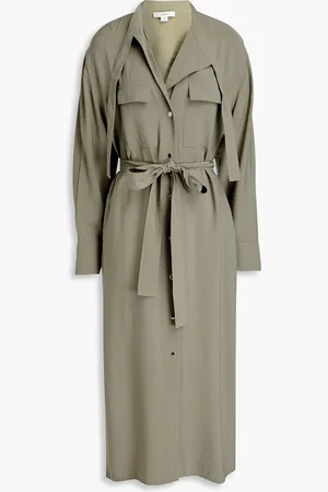 Vince Belted EcoVero™-blend midi shirt dress - Green - M