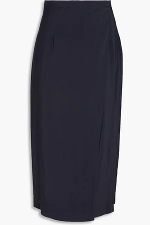 GENTRYPORTOFINO Wrap-effect modal-blend midi skirt - Blue - IT 40