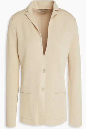 GENTRYPORTOFINO Ribbed cotton and cashmere-blend blazer - Neutral - IT 40